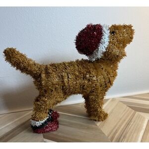 Holiday Tinsel Golden Doodle/Retriever  Dog 12" XMAS Decor Santa Hat& Boots